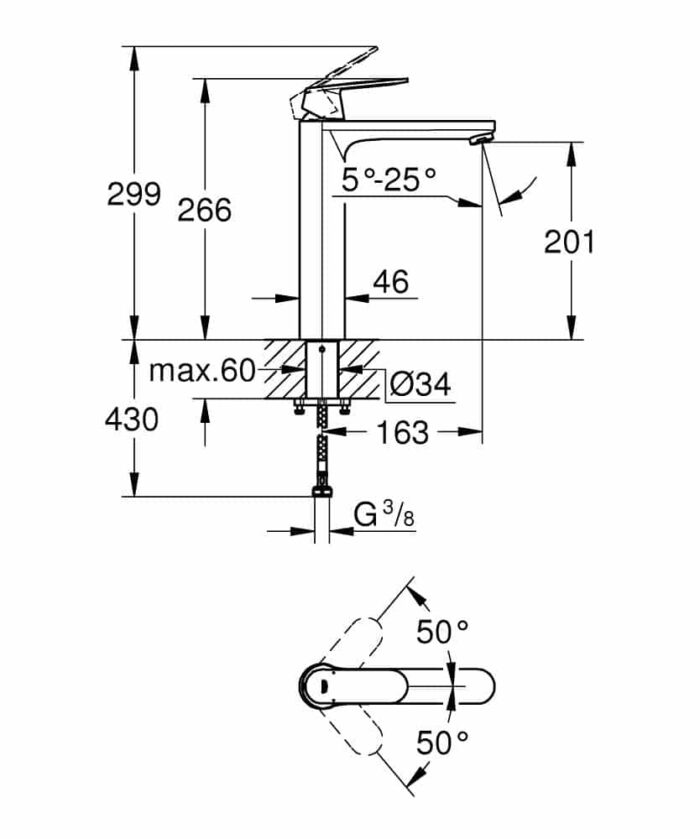 grohe canak lavabo bataryasi eurocosmo xl boyut krom 23921000 canak lavabolar icin yuksek bataryalar grohe eurosmart 1029711 30 B