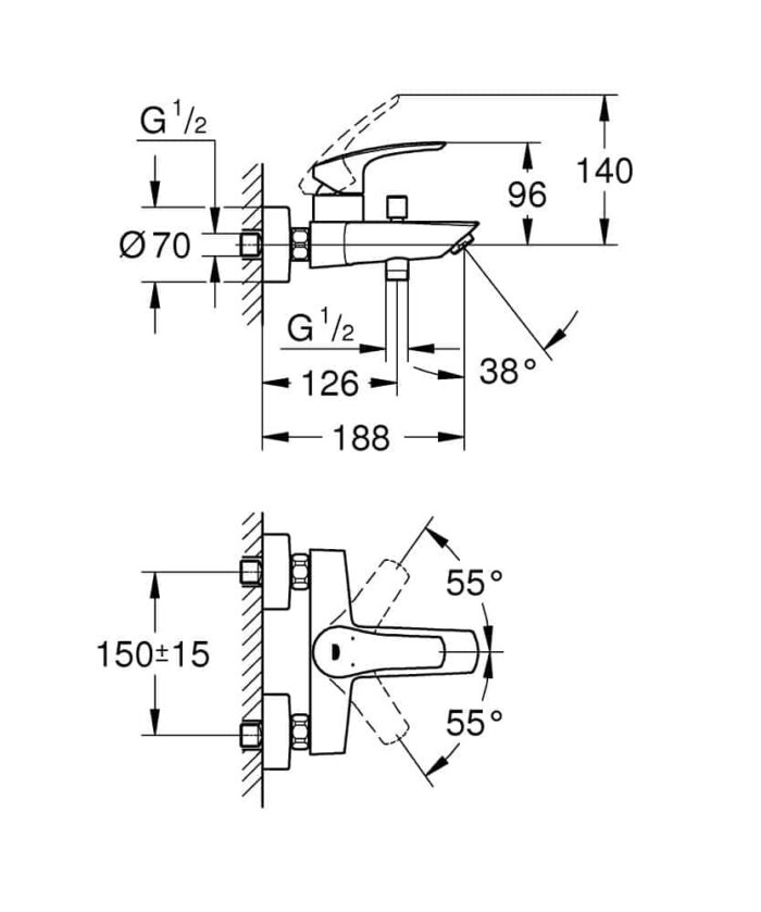 Grohe Eurosmart Banyo Bataryası - 33300003 - Banyo Bataryası - 1
