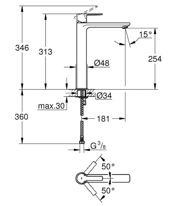 Grohe Lineare Tezgah Üstü Lavabo Bataryası
