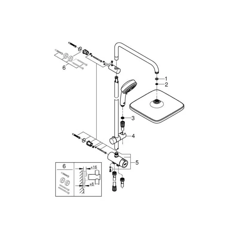 grohe tempesta cosmopolitan system 250 cube duvar baglantili divertorlu dus sistemi 26694000