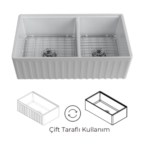 Isvea Ravena Çift Hazneli Mutfak Eviyesi 84 cm - 10RV81284 - Seramik Mutfak Eviyeleri