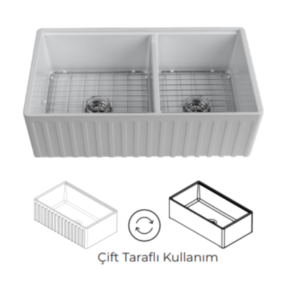 Isvea Ravena Çift Hazneli Mutfak Eviyesi 84 cm - 10RV81284 - Seramik Mutfak Eviyeleri