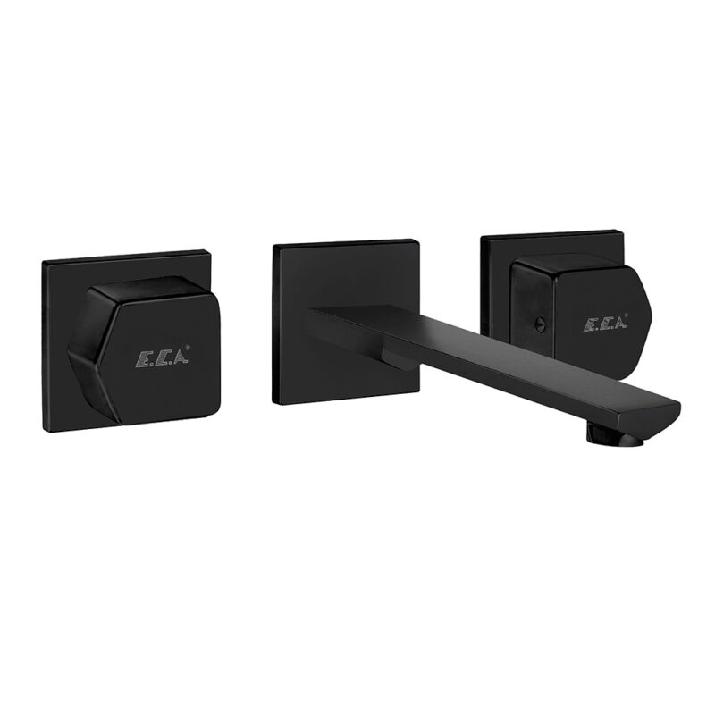 ECA Royal Ankastre Lavabo Bataryası 3 Delikli Duvardan Duz Çıkış Uçlu Mat Siyah - 102106666C1 - 102106666C1 - Ankastre Lavabo Bataryası, Üç Delikli Lavabo Bataryası