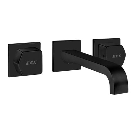 ECA Royal Ankastre Lavabo Bataryası 3 Delikli Duvardan L Çıkış Uçlu Mat Siyah - 102106667C1