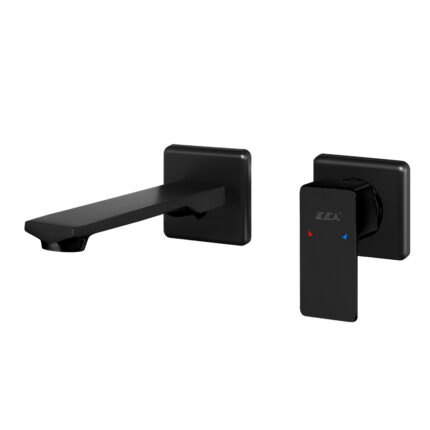 ECA Royal Ankastre Lavabo Bataryası Sıva Üstü Çift Rozet Mat Siyah - 102167621C1-Kk