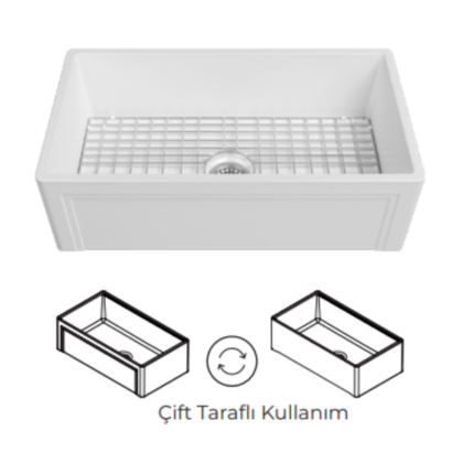 Isvea Lugano Mutfak Eviyesi 84 Cm - 10FS79084 - Seramik Mutfak Eviyeleri