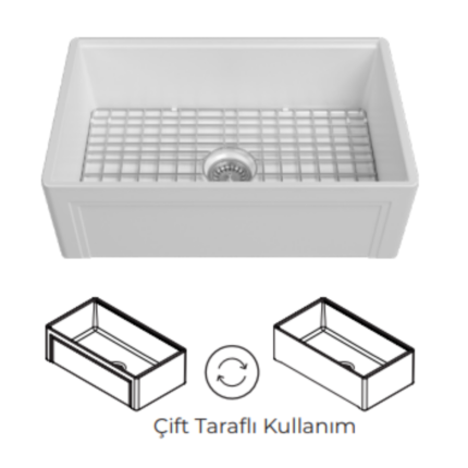 Isvea Lugano Rim Mutfak Eviyesi 76 cm - 10DC79076 - Seramik Mutfak Eviyeleri