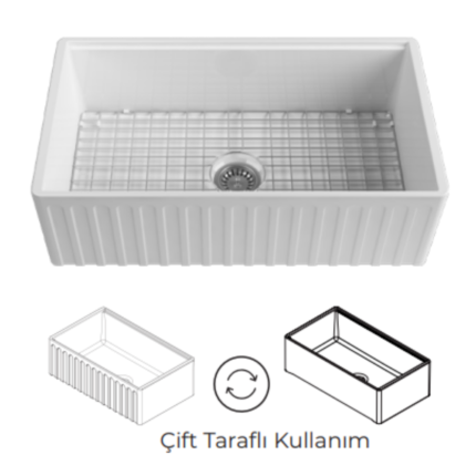Isvea Ravena Tek Hazneli Muftak Eviyesi 84 cm - 10RV81084 - Seramik Mutfak Eviyeleri