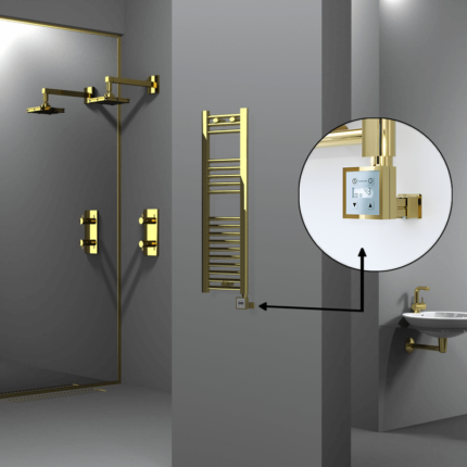 Radiva Haiti Elektrikli Havlupan 300x1000 Düz Altın Parlak (KTX3 Termostat) 200 Watt - 1HAI03001000DK2PE7020 - Elektrikli Havlupan