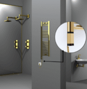 Radiva Haiti Elektrikli Havlupan 300x1000 Düz Altın Parlak (OneD On/Off ) Sol 200 Watt