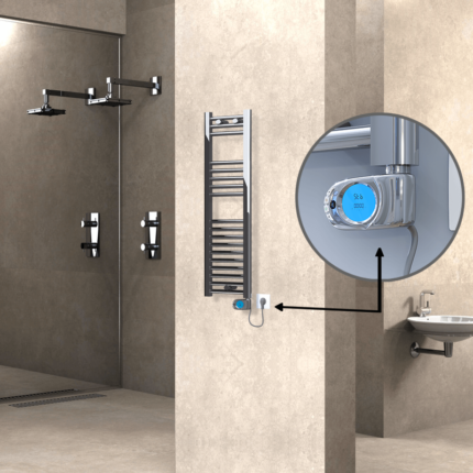 Radiva Haiti Elektrikli Havlupan 300x1000 Düz Krom (Musa Termostat) 200 Watt - 1HAI03001000DK1PE3020 - Elektrikli Havlupan