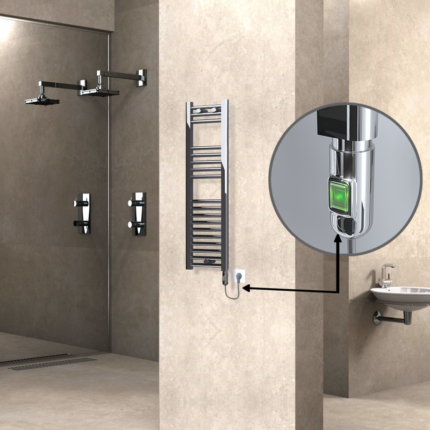 Radiva Haiti Elektrikli Havlupan 300x1000 Düz Krom (On/Off Düğmeli) 200 Watt - 1HAI03001000DK1PE1020 - Elektrikli Havlupan