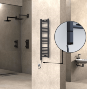Radiva Haiti Elektrikli Havlupan 300x1100 Düz Antrasit Texture (OneD On/Off ) Sol 300 Watt - 1HAI03001100DB2TE9030 - Elektrikli Havlupan
