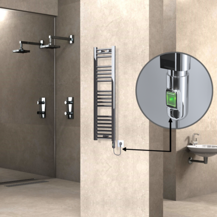 Radiva Haiti Elektrikli Havlupan 300x1100 Düz Krom (On/Off Düğmeli) 200 Watt - 1HAI03001100DK1PE1020 - Elektrikli Havlupan