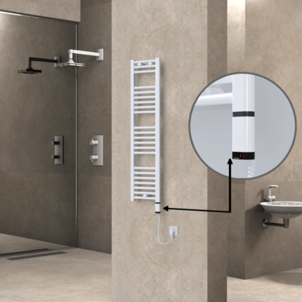 Radiva Haiti Elektrikli Havlupan 300x1200 Düz Beyaz Parlak (OneD On/Off ) Sağ 300 Watt - 1HAI03001200DB1PE8030 - Elektrikli Havlupan