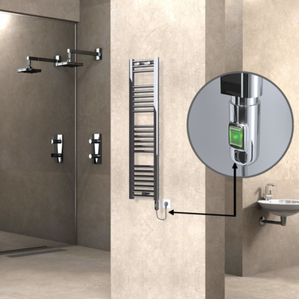 Radiva Haiti Elektrikli Havlupan 300x1200 Düz Krom (On/Off Düğmeli) 200 Watt - 1HAI03001200DK1PE1020 - Elektrikli Havlupan