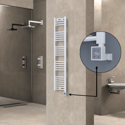 Radiva Haiti Elektrikli Havlupan 300x1500 Düz Beyaz Parlak (KTX3 Termostat) 600 Watt - 1HAI03001500DB1PE7060 - Elektrikli Havlupan