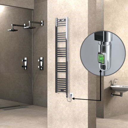 Radiva Haiti Elektrikli Havlupan 300x1500 Düz Krom (On/Off Düğmeli) 300 Watt - 1HAI03001500DK1PE1030 - Elektrikli Havlupan