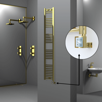 Radiva Haiti Elektrikli Havlupan 300x1800 Düz Altın Parlak (KTX3 Termostat) 300 Watt - 1HAI03001800DK2PE7030 - Elektrikli Havlupan