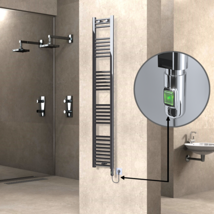 Radiva Haiti Elektrikli Havlupan 300x1800 Düz Krom (On/Off Düğmeli) 300 Watt - 1HAI03001800DK1PE1030 - Elektrikli Havlupan