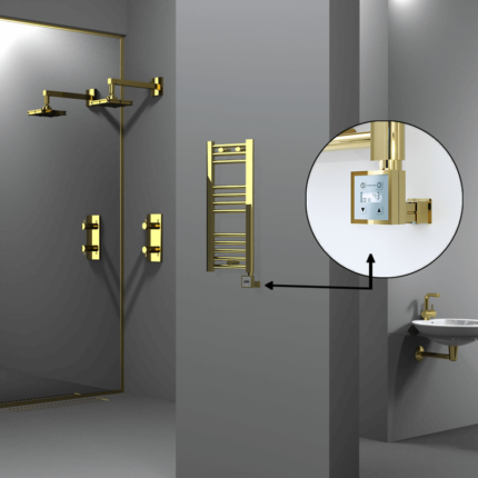 Radiva Haiti Elektrikli Havlupan 300x700 Düz Altın Parlak (KTX3 Termostat) 200 Watt - 1HAI03000700DK2PE7020 - Elektrikli Havlupan