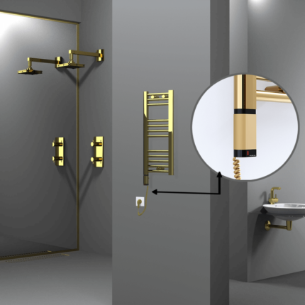 Radiva Haiti Elektrikli Havlupan 300x700 Düz Altın Parlak (OneD On/Off ) Sol 200 Watt - 1HAI03000700DK2PE9020 - Elektrikli Havlupan