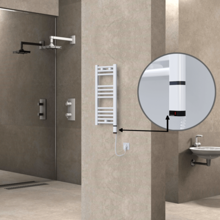 Radiva Haiti Elektrikli Havlupan 300x700 Düz Beyaz Parlak (OneD On/Off ) Sağ 200 Watt - 1HAI03000700DB1PE8020 - Elektrikli Havlupan