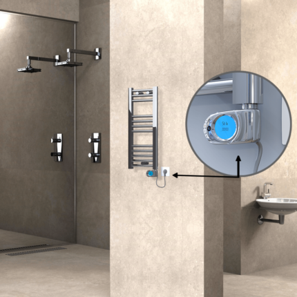 Radiva Haiti Elektrikli Havlupan 300x700 Düz Krom (Musa Termostat) 200 Watt - 1HAI03000700DK1PE3020 - Elektrikli Havlupan