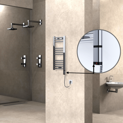 Radiva Haiti Elektrikli Havlupan 300x700 Düz Krom (OneD On/Off ) Sağ 200 Watt - 1HAI03000700DK1PE8020 - Elektrikli Havlupan