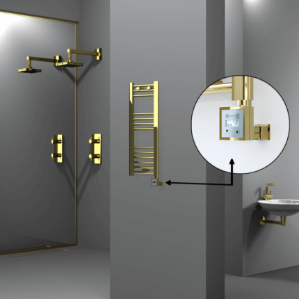 Radiva Haiti Elektrikli Havlupan 300x800 Düz Altın Parlak (KTX3 Termostat) 200 Watt - 1HAI03000800DK2PE7020 - Elektrikli Havlupan