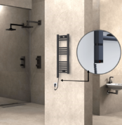 Radiva Haiti Elektrikli Havlupan 300x800 Düz Antrasit Texture (OneD On/Off ) Sol 200 Watt - 1HAI03000800DB2TE9020 - Elektrikli Havlupan