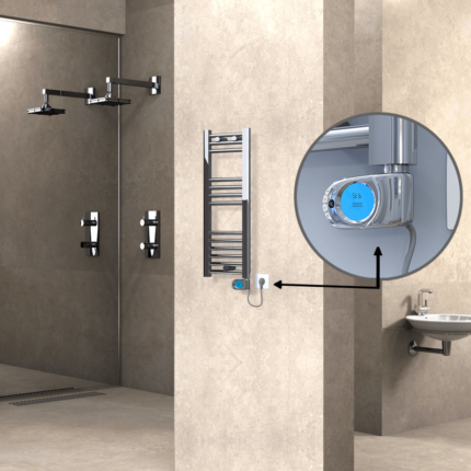 Radiva Haiti Elektrikli Havlupan 300x800 Düz Krom (Musa Termostat) 200 Watt - 1HAI03000800DK1PE3020 - Elektrikli Havlupan