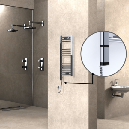 Radiva Haiti Elektrikli Havlupan 300x800 Düz Krom (OneD On/Off ) Sol 200 Watt - 1HAI03000800DK1PE9020 - Elektrikli Havlupan