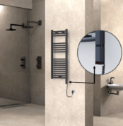 Radiva Haiti Elektrikli Havlupan 400x1000 Düz Antrasit Texture (OneD On/Off ) Sağ 300 Watt - 1HAI04001000DB2TE8030 - Elektrikli Havlupan