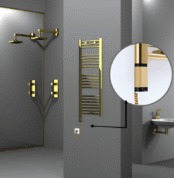 Radiva Haiti Elektrikli Havlupan 400x1100 Düz Altın Parlak (OneD On/Off ) Sol 300 Watt