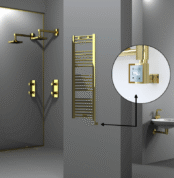 Radiva Haiti Elektrikli Havlupan 400x1200 Düz Altın Parlak (KTX3 Termostat) 300 Watt