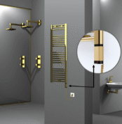 Radiva Haiti Elektrikli Havlupan 400x1200 Düz Altın Parlak (OneD On/Off ) Sağ 300 Watt