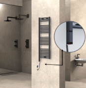 Radiva Haiti Elektrikli Havlupan 400x1200 Düz Antrasit Texture (OneD On/Off ) Sol 300 Watt - 1HAI04001200DB2TE9030 - Elektrikli Havlupan