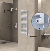 Radiva Haiti Elektrikli Havlupan 400x1200 Düz Beyaz Parlak (Thesis Termostat) 600 Watt