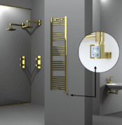 Radiva Haiti Elektrikli Havlupan 400x1500 Düz Altın Parlak (KTX3 Termostat) 300 Watt