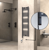 Radiva Haiti Elektrikli Havlupan 400x1500 Düz Antrasit Texture (OneD On/Off ) Sol 600 Watt - 1HAI04001500DB2TE9060 - Elektrikli Havlupan