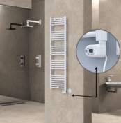 Radiva Haiti Elektrikli Havlupan 400x1500 Düz Beyaz Parlak (Thesis Termostat) 600 Watt - 1HAI04001500DB1PE2060 - Elektrikli Havlupan