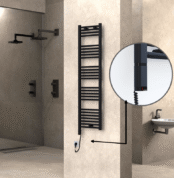 Radiva Haiti Elektrikli Havlupan 400x1500 Düz Siyah Mat (OneD On/Off ) Sol 600 Watt