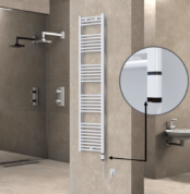 Radiva Haiti Elektrikli Havlupan 400x1800 Düz Beyaz Parlak (OneD On/Off ) Sağ 600 Watt - 1HAI04001800DB1PE8060 - Elektrikli Havlupan