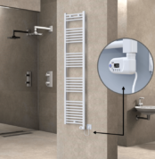 Radiva Haiti Elektrikli Havlupan 400x1800 Düz Beyaz Parlak (Thesis Termostat) 600 Watt - 1HAI04001800DB1PE2060 - Elektrikli Havlupan