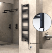 Radiva Haiti Elektrikli Havlupan 400x1800 Düz Siyah Mat (OneD On/Off ) Sağ 600 Watt