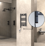 Radiva Haiti Elektrikli Havlupan 400x700 Düz Antrasit Texture (OneD On/Off ) Sol 300 Watt - 1HAI04000700DB2TE9030 - Elektrikli Havlupan