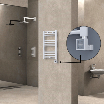 Radiva Haiti Elektrikli Havlupan 400x700 Düz Beyaz Parlak (KTX3 Termostat) 300 Watt - 1HAI04000700DB1PE7030 - Elektrikli Havlupan