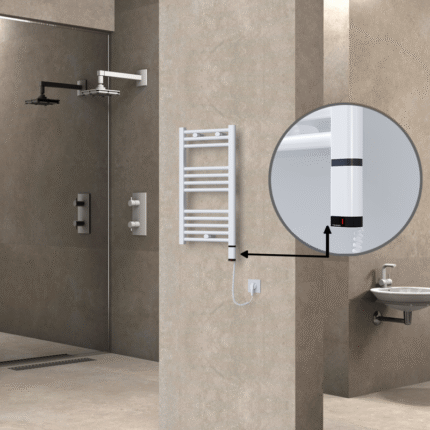 Radiva Haiti Elektrikli Havlupan 400x700 Düz Beyaz Parlak (OneD On/Off ) Sağ 300 Watt - 1HAI04000700DB1PE8030