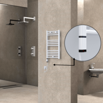 Radiva Haiti Elektrikli Havlupan 400x700 Düz Beyaz Parlak (OneD On/Off ) Sol 300 Watt